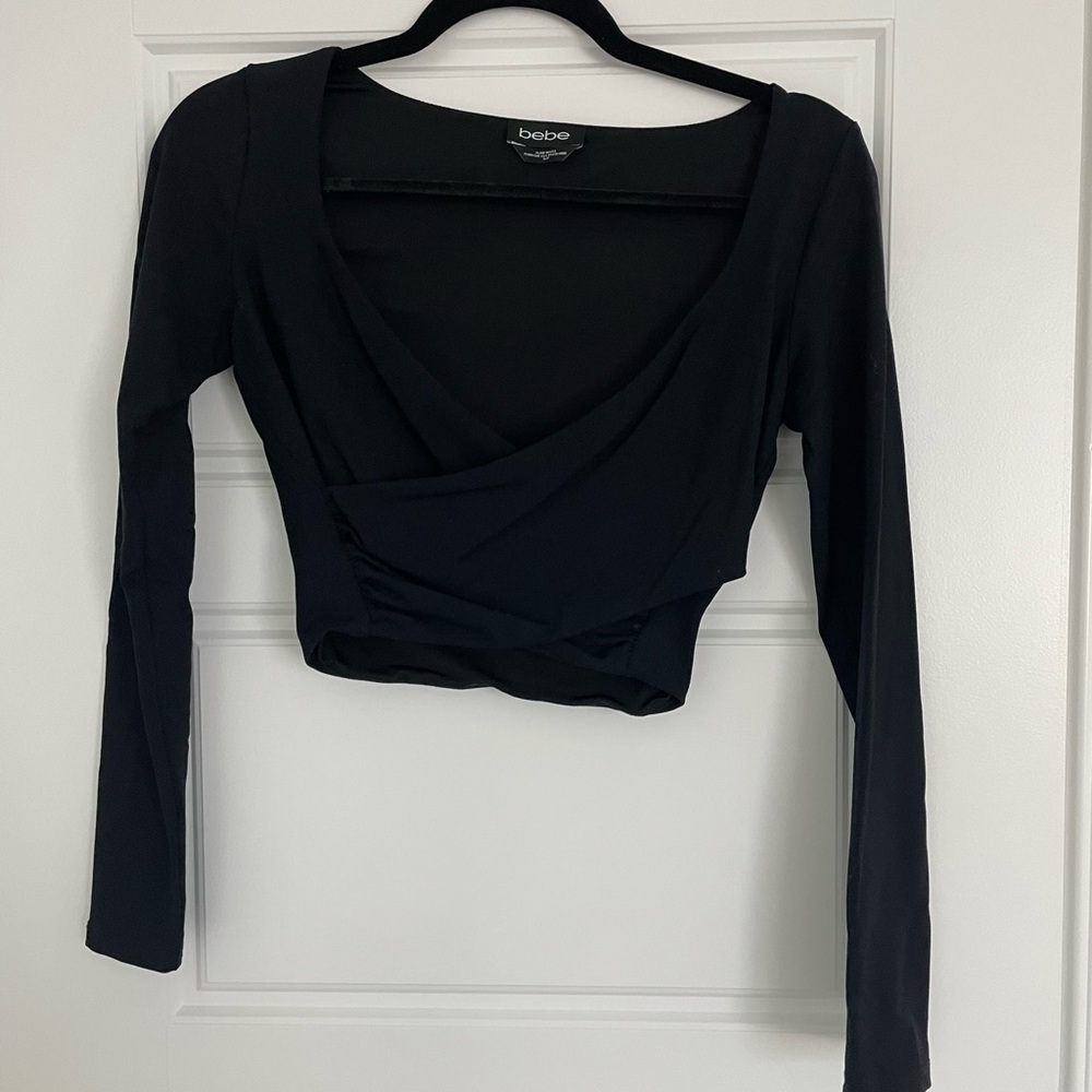 S Bebe Black Open Chest Croptop